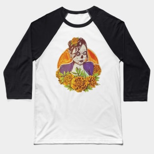 Catrina Zombie Girl Baseball T-Shirt